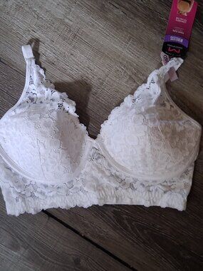 38D Maidenform White Lace Halter Bra NEW D Cup Wireless